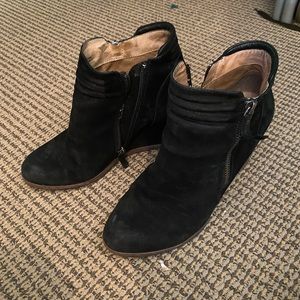 Black ankle wedge booties